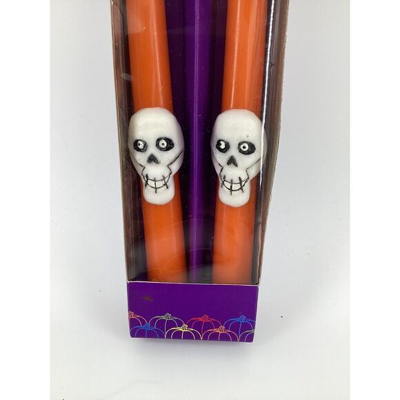Pumpkin Time Halloween Candles Vintage UNUSED Hong Kong Skulls - Picture 3 of 4